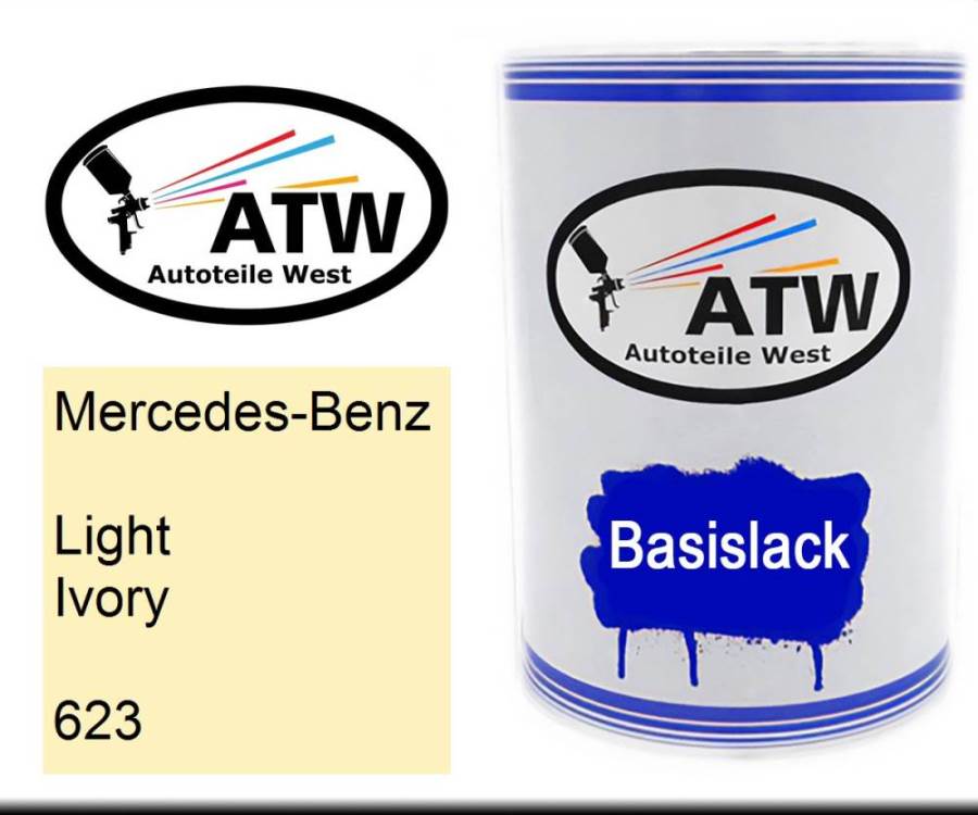 Mercedes-Benz, Light Ivory, 623: 500ml Lackdose, von ATW Autoteile West.